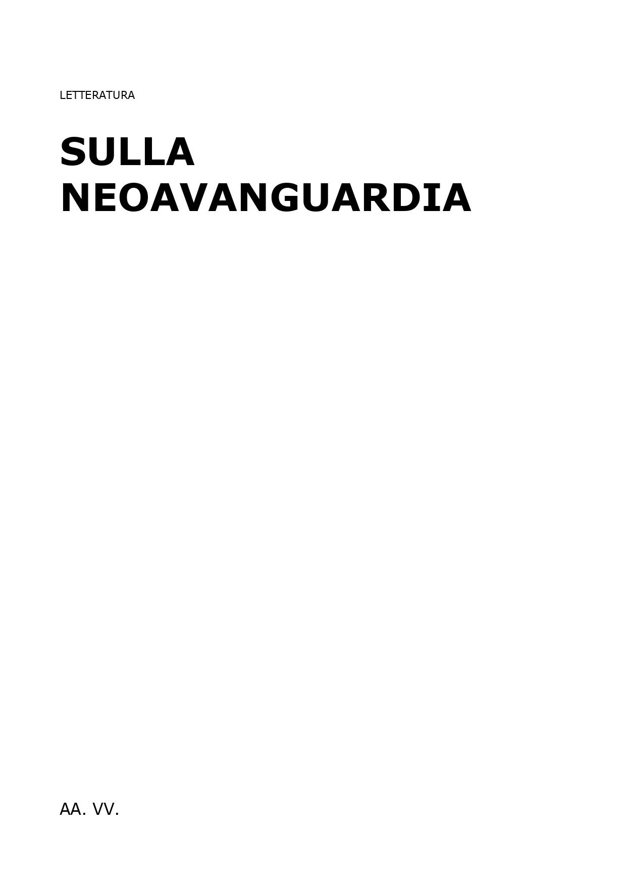 Sulla Neoavanguardia
