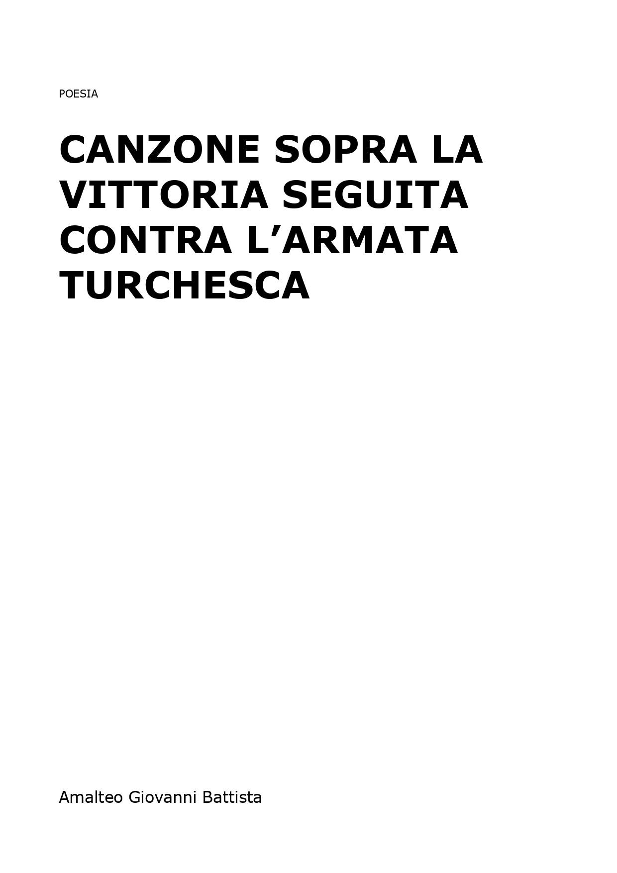 Canzone sopra la vittoria seguita contra l’armata Turchesca