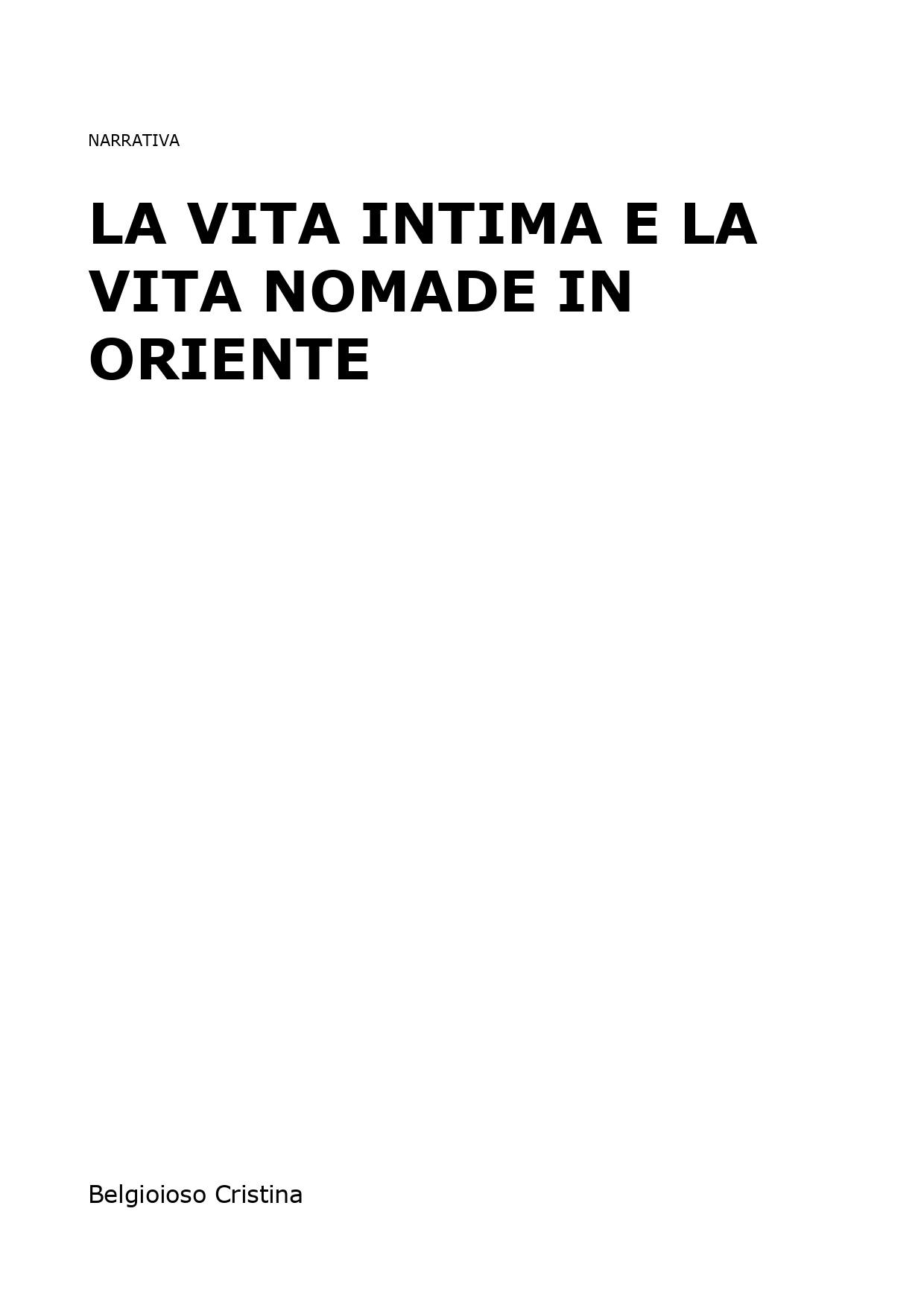 La vita intima e la vita nomade in Oriente