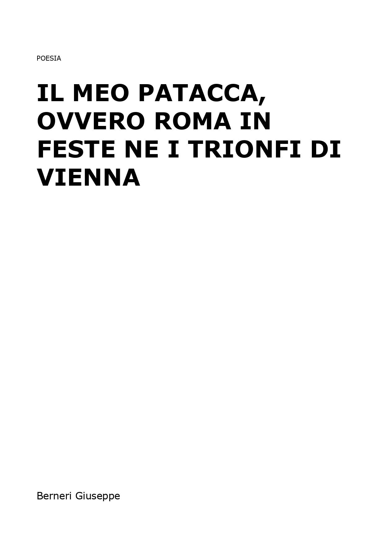 Il Meo Patacca, ovvero Roma in feste ne i trionfi di Vienna
