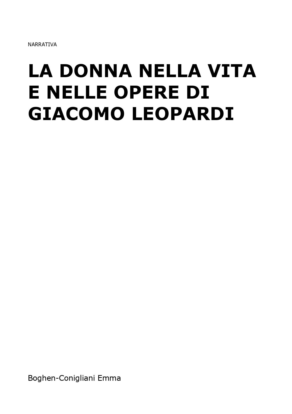 La donna nella vita e nelle opere di Giacomo Leopardi