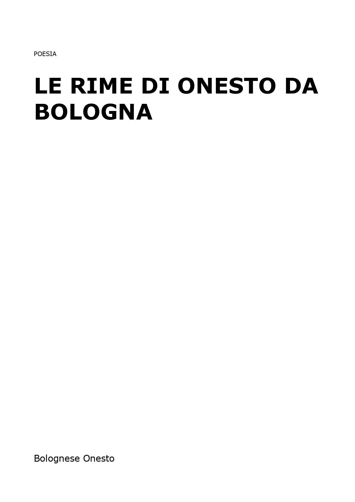 Le rime di Onesto da Bologna