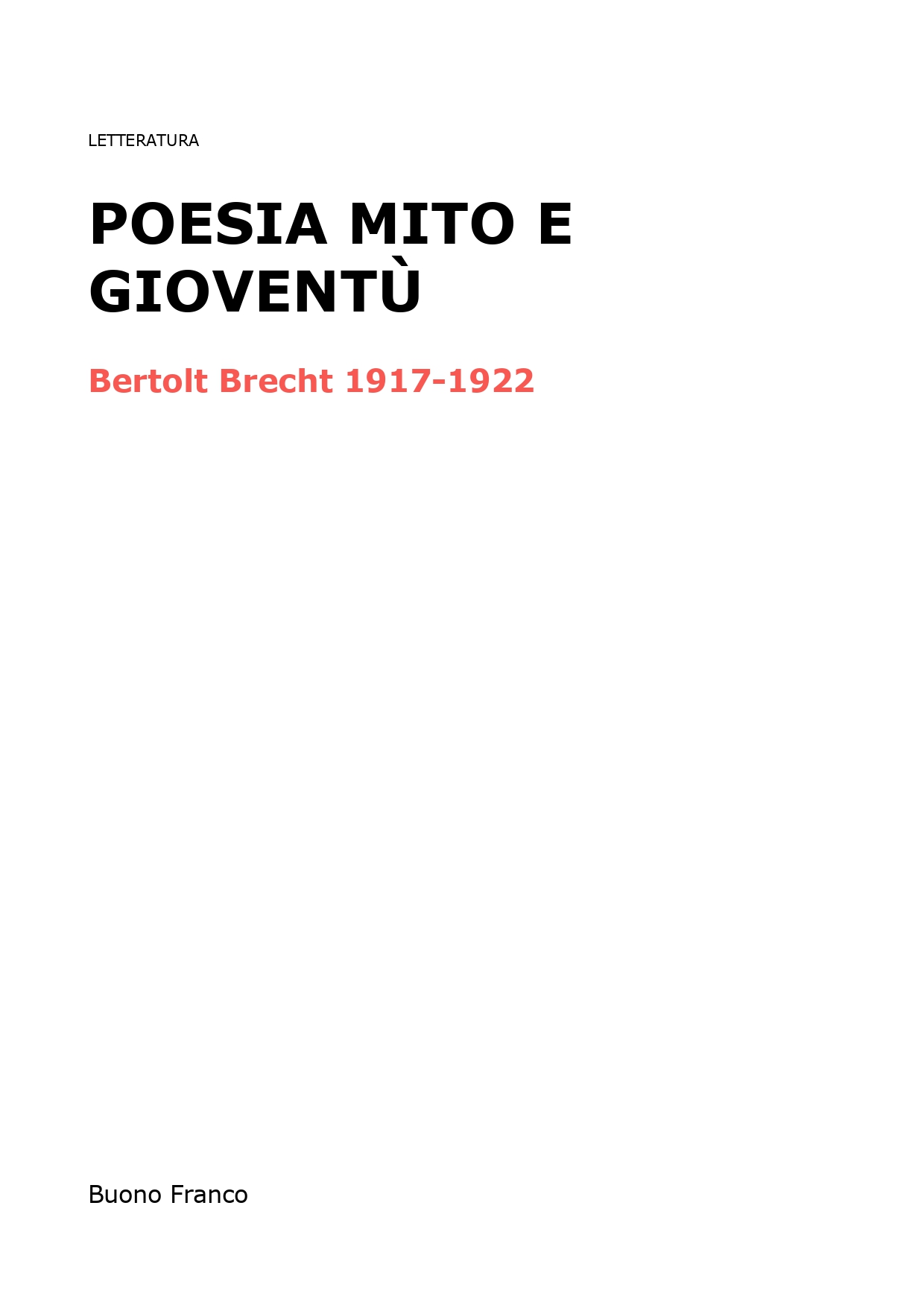 Poesia mito e gioventù