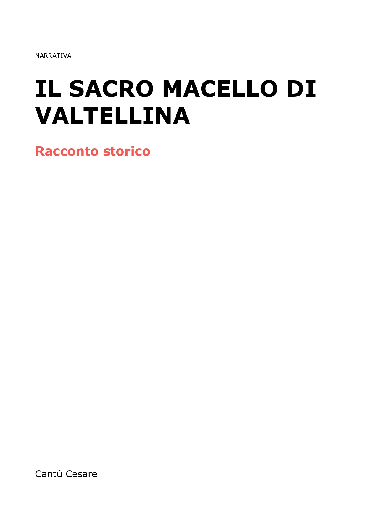 Il Sacro Macello Di Valtellina