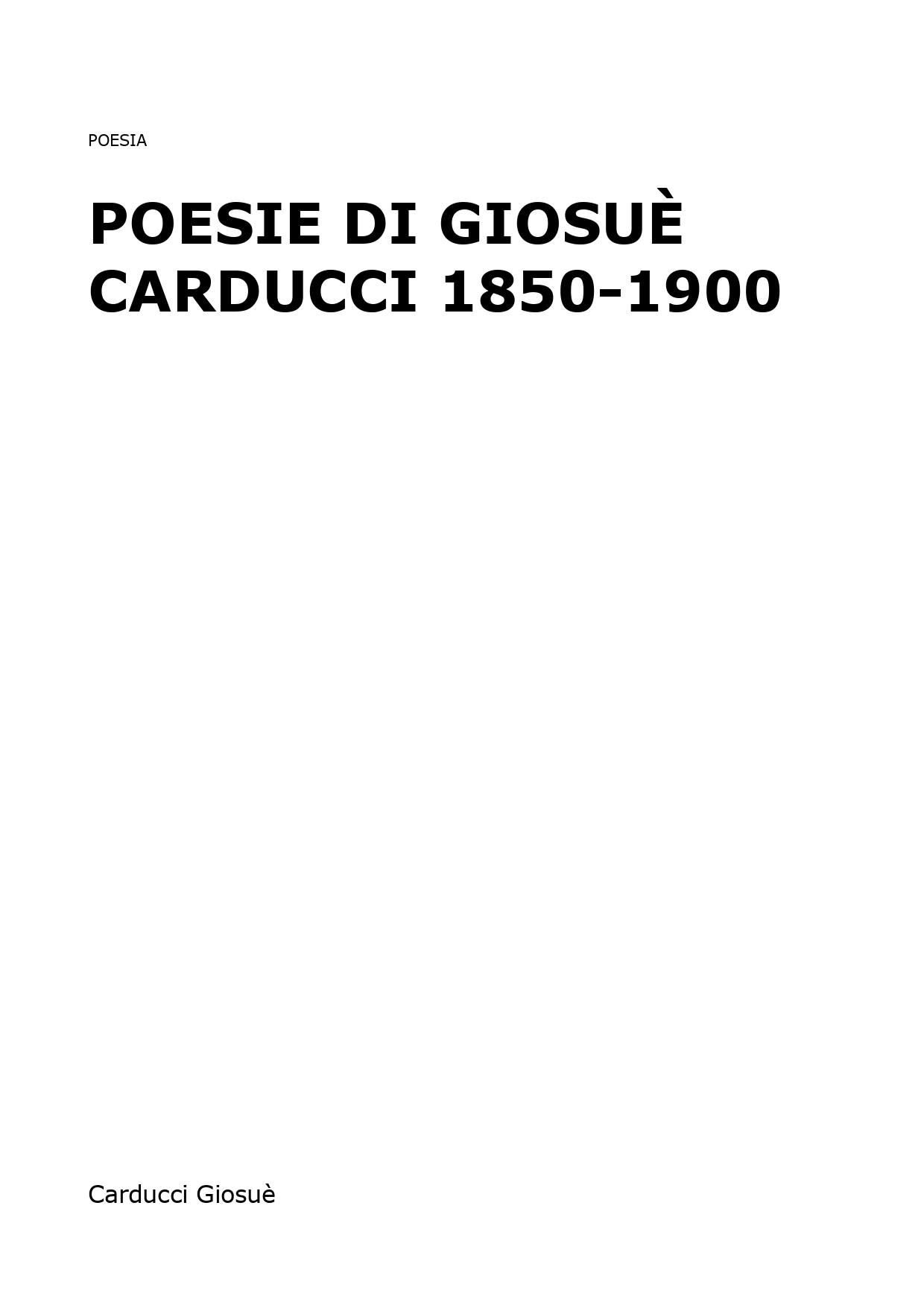 Poesie di Giosuè Carducci 1850-1900