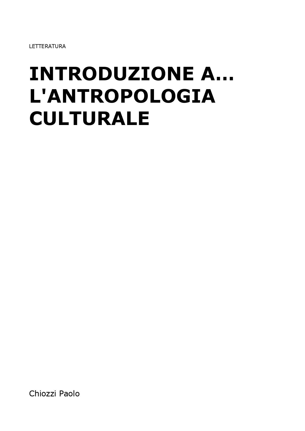 Introduzione a... l'antropologia culturale