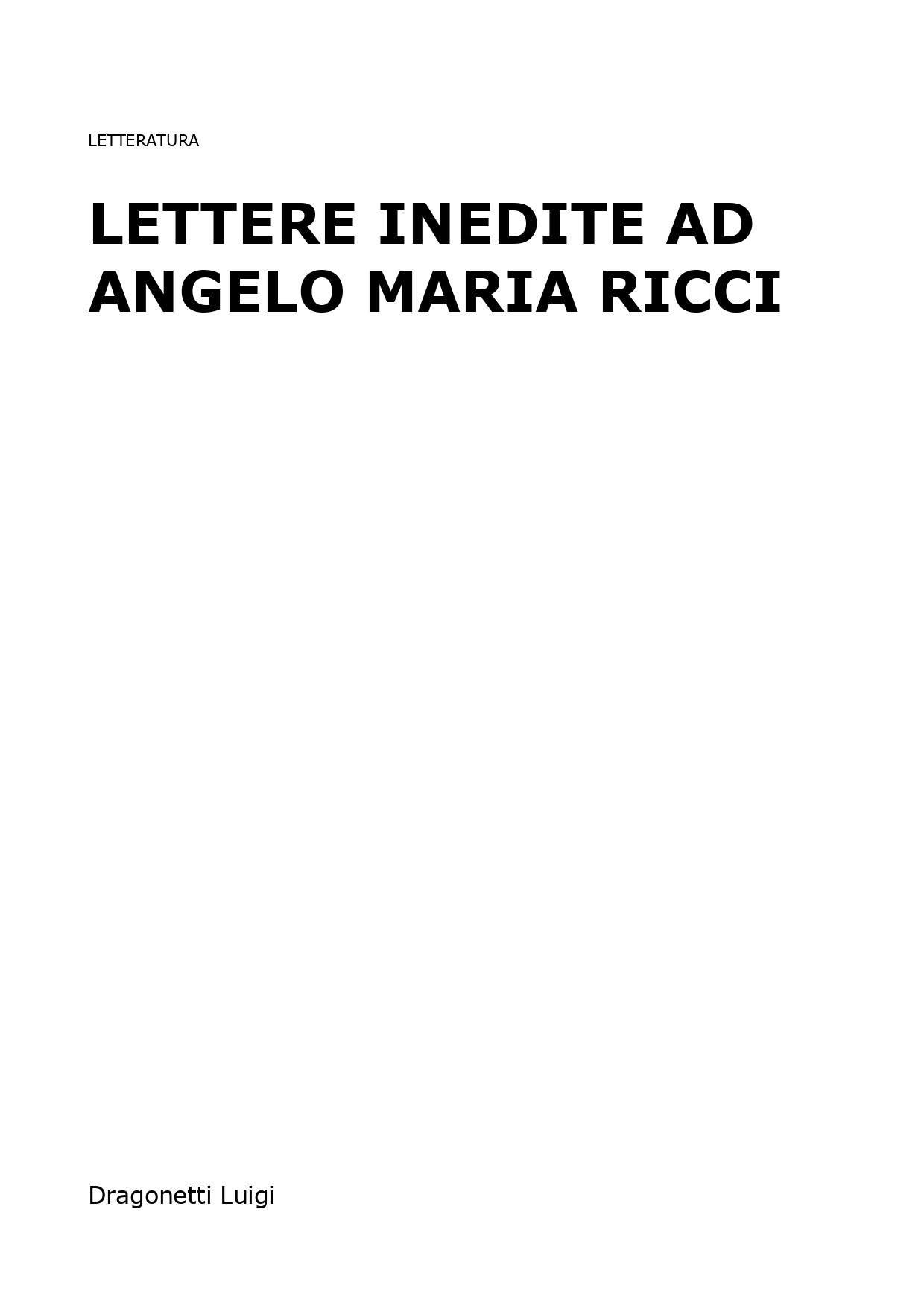 Lettere inedite ad Angelo Maria Ricci