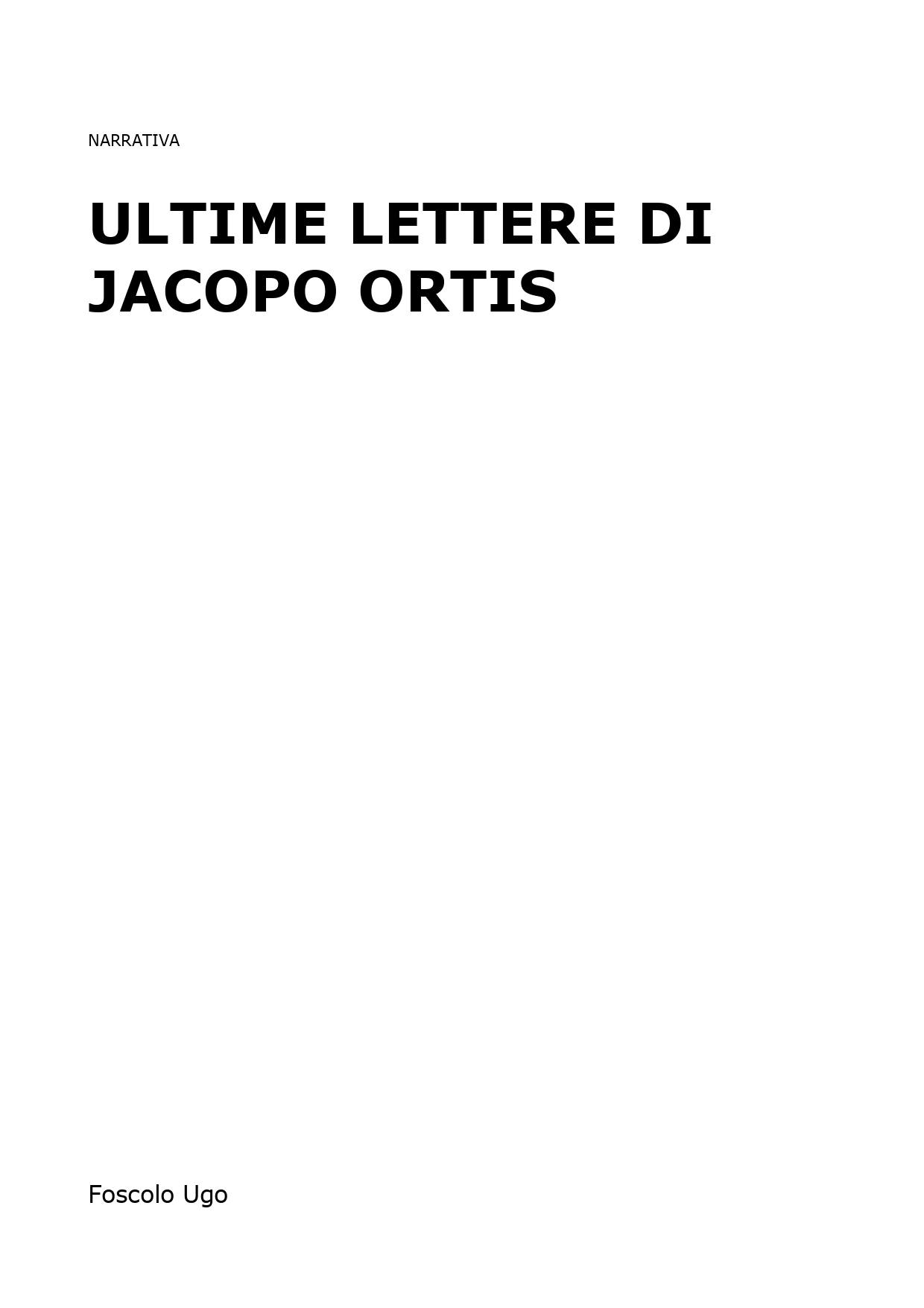 Ultime lettere di Jacopo Ortis