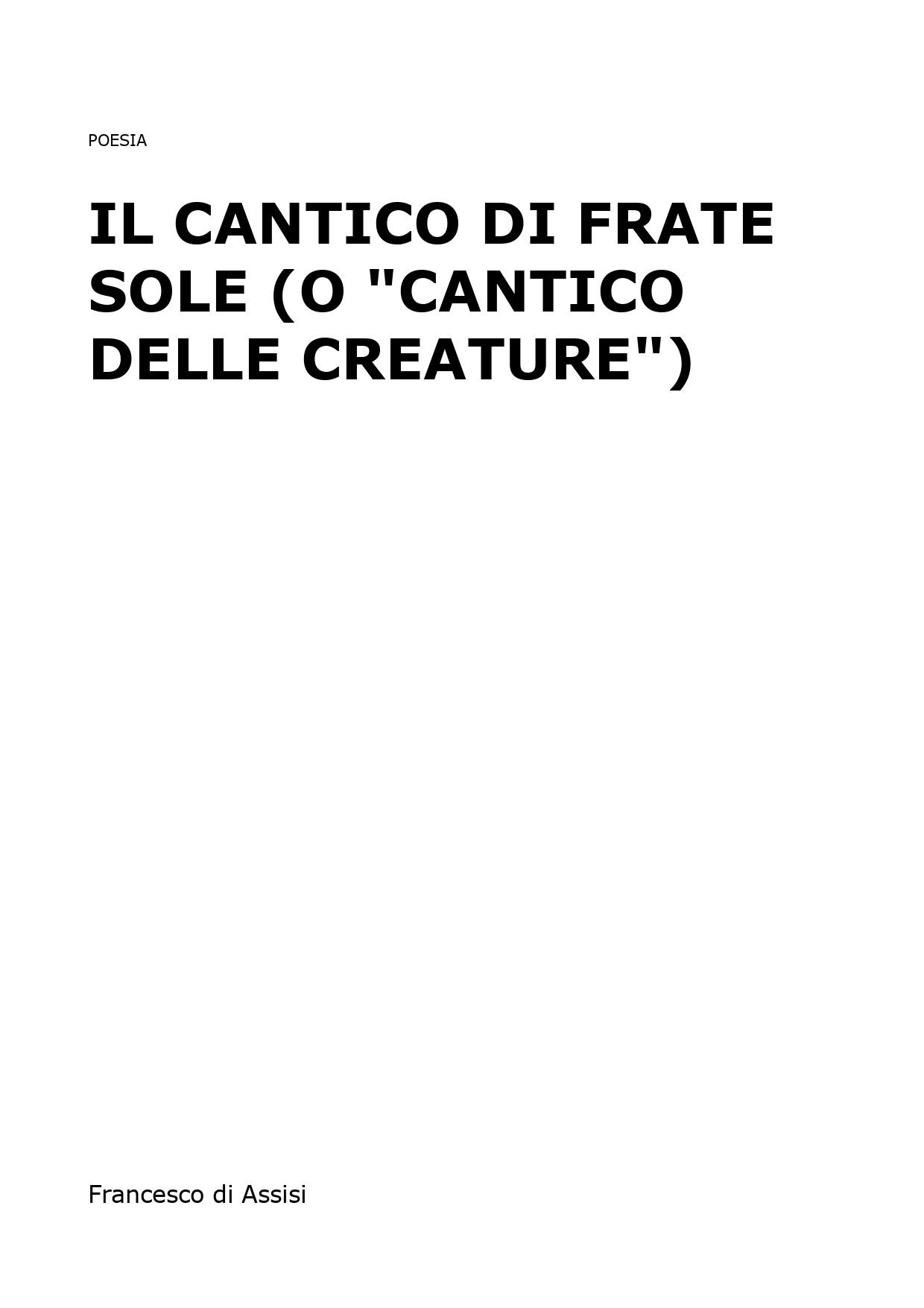 Il Cantico di Frate Sole (o 