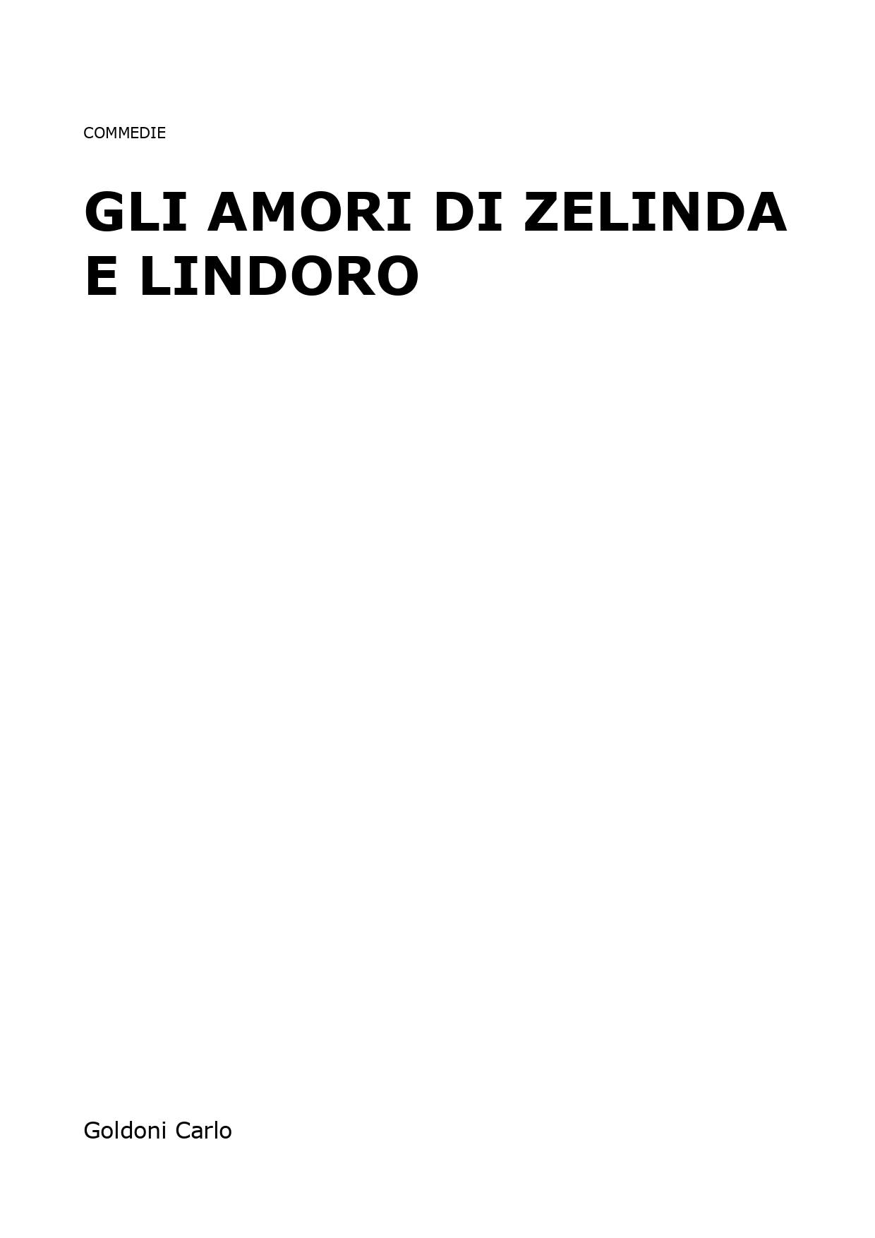 Gli Amori Di Zelinda E Lindoro