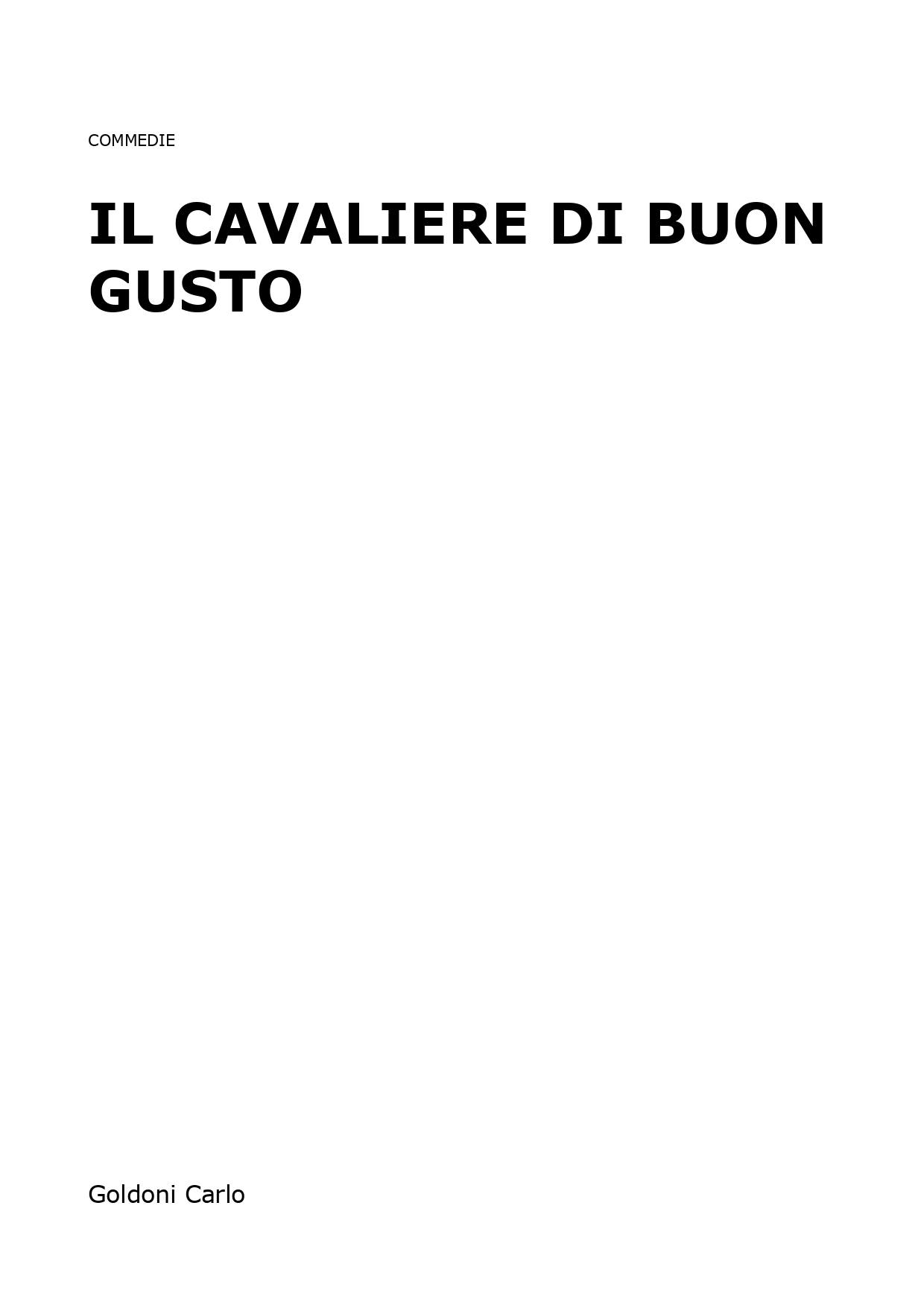 Il Cavaliere Di Buon Gusto