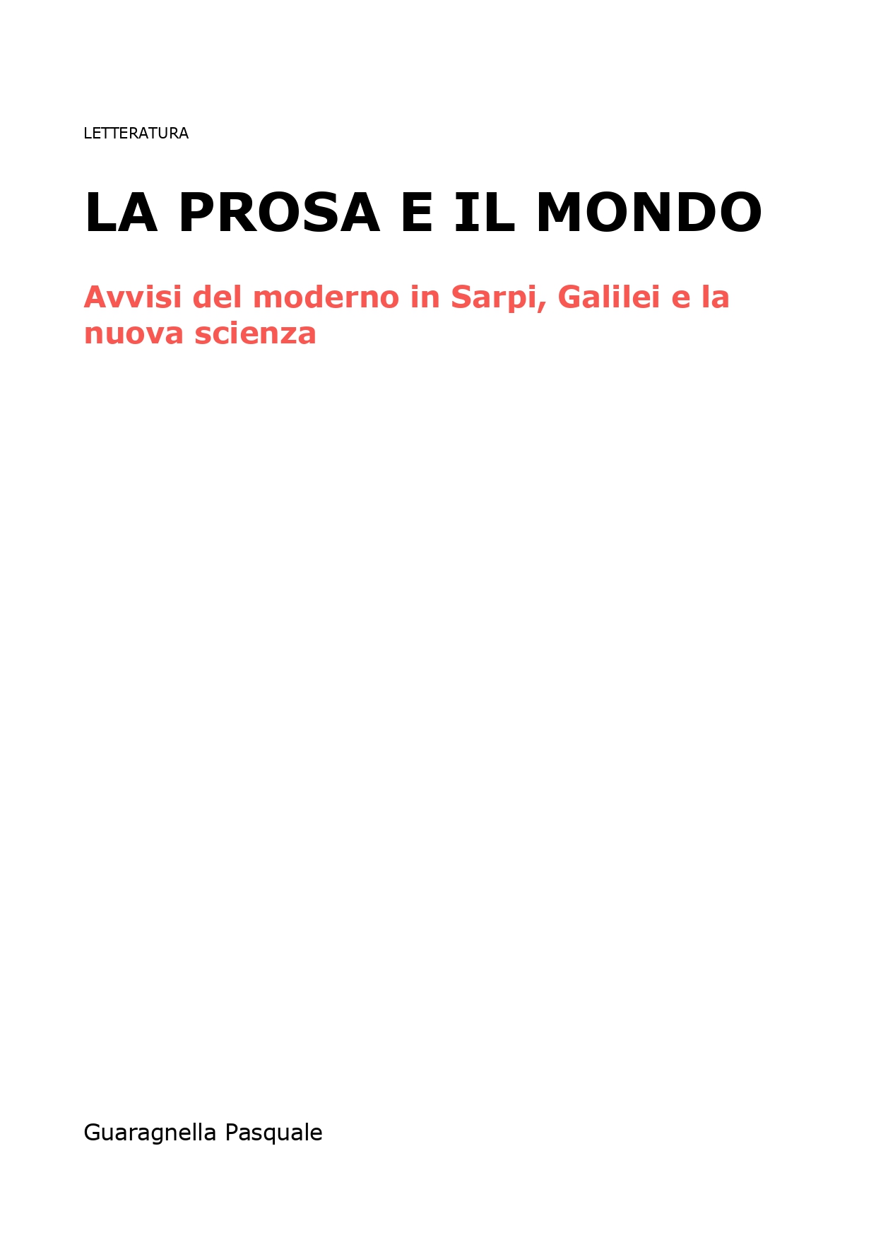 La prosa e il mondo