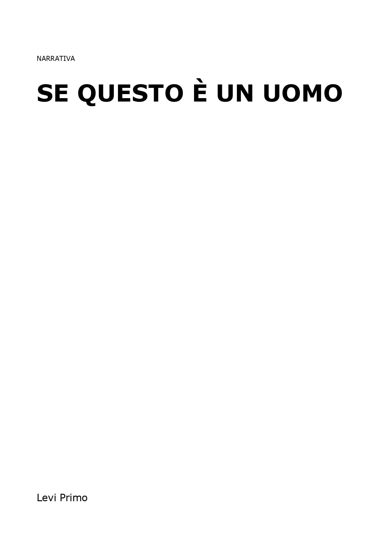 Se Questo è un uomo