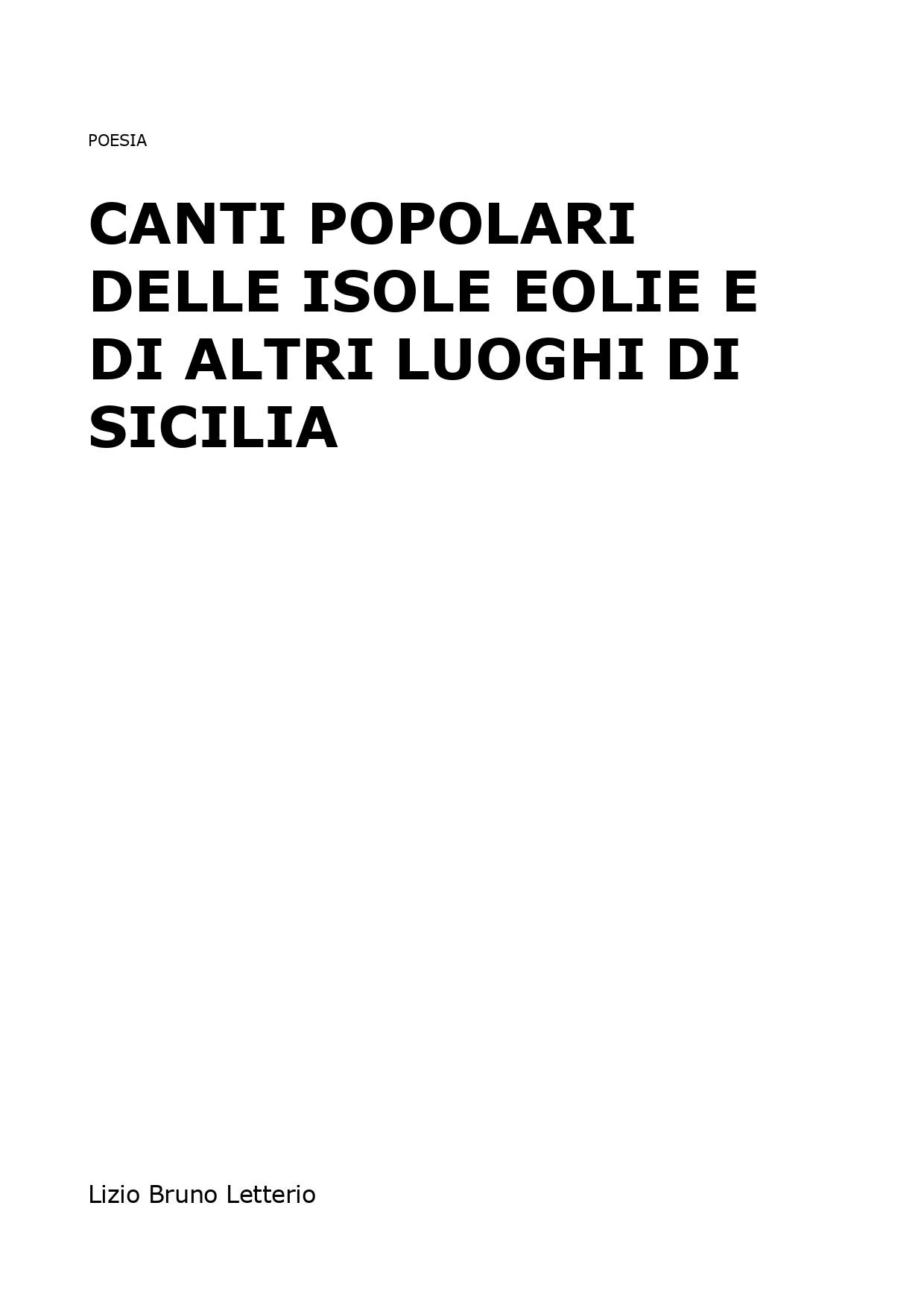 Canti popolari delle Isole Eolie e di altri luoghi di Sicilia