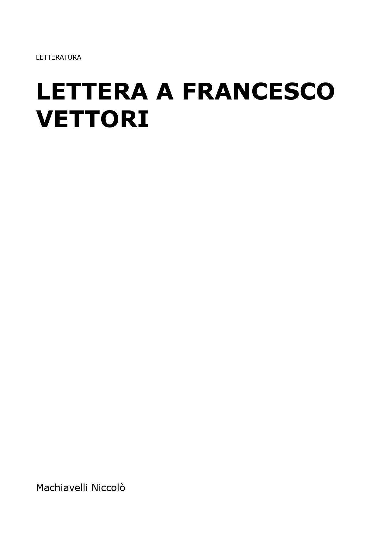 Lettera a Francesco Vettori