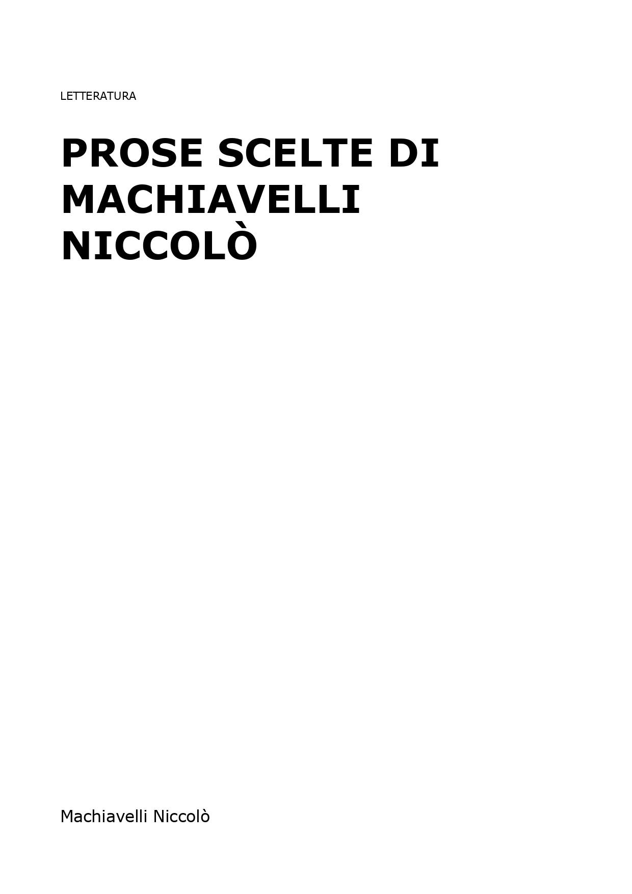 Prose scelte di Machiavelli Niccolò
