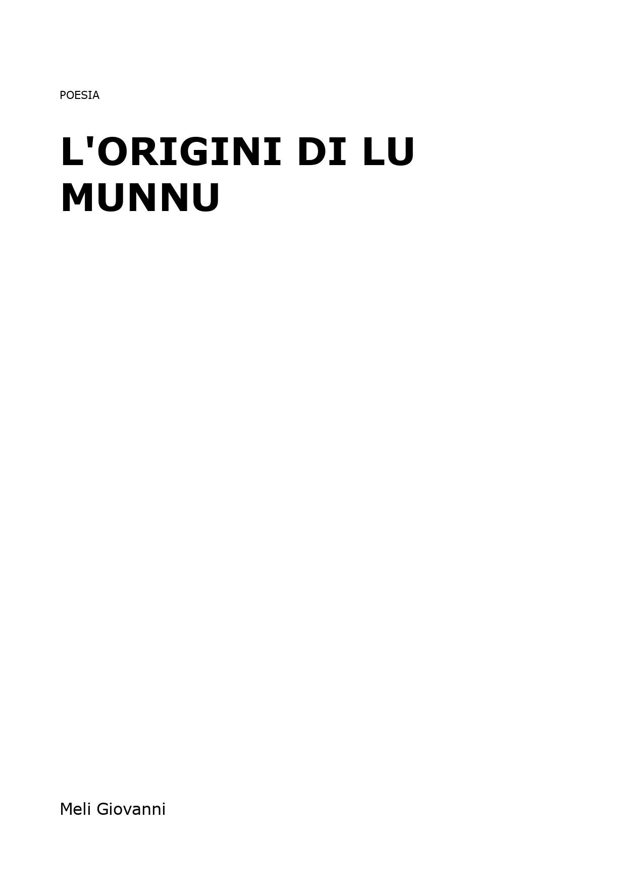 L'origini di lu munnu