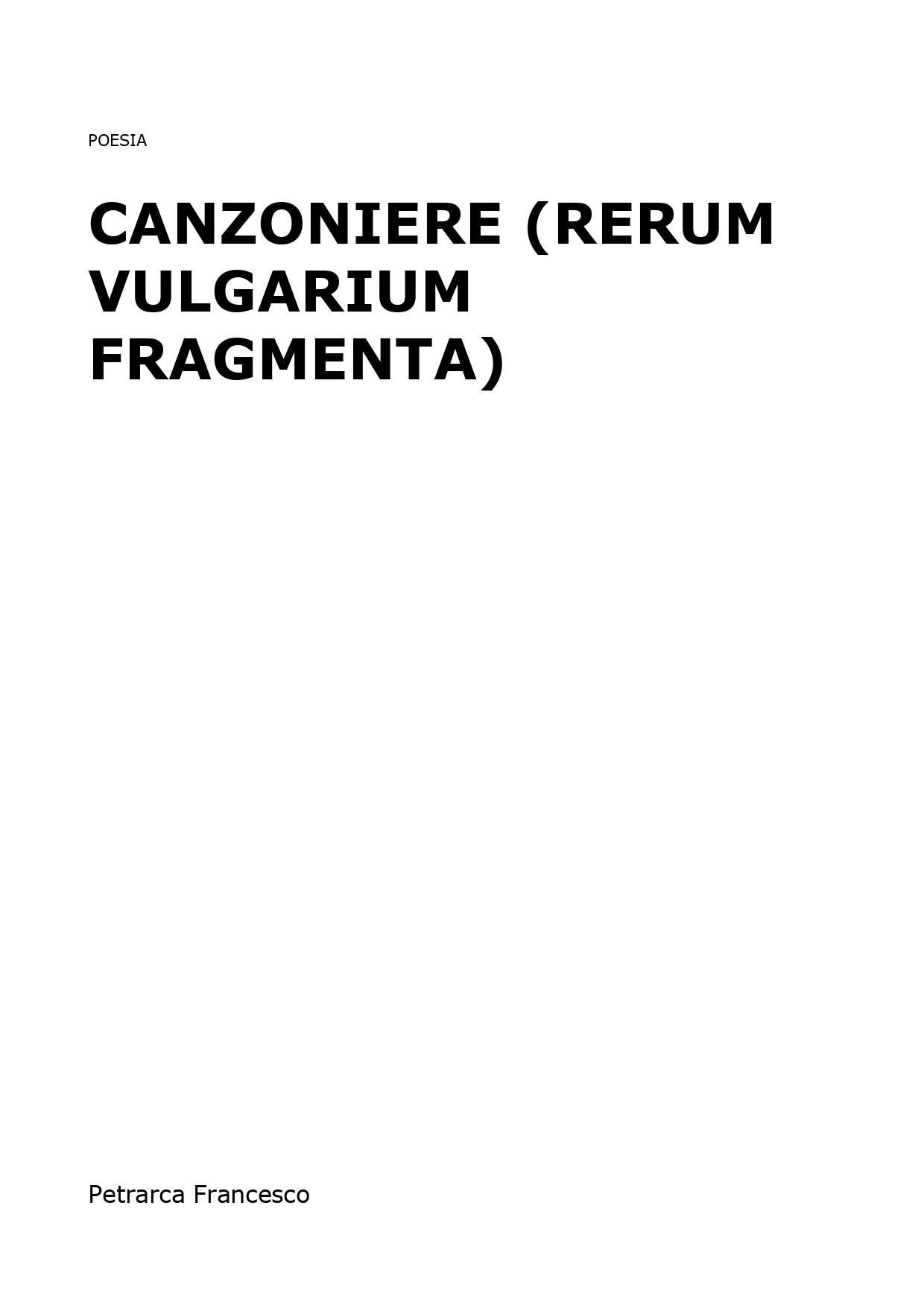 Canzoniere (Rerum Vulgarium Fragmenta)