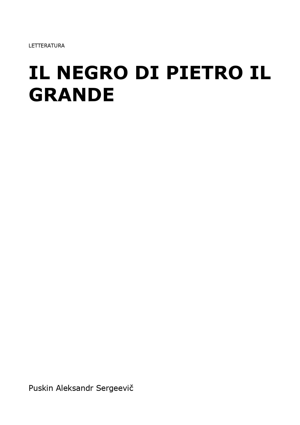 Il Negro Di Pietro Il Grande