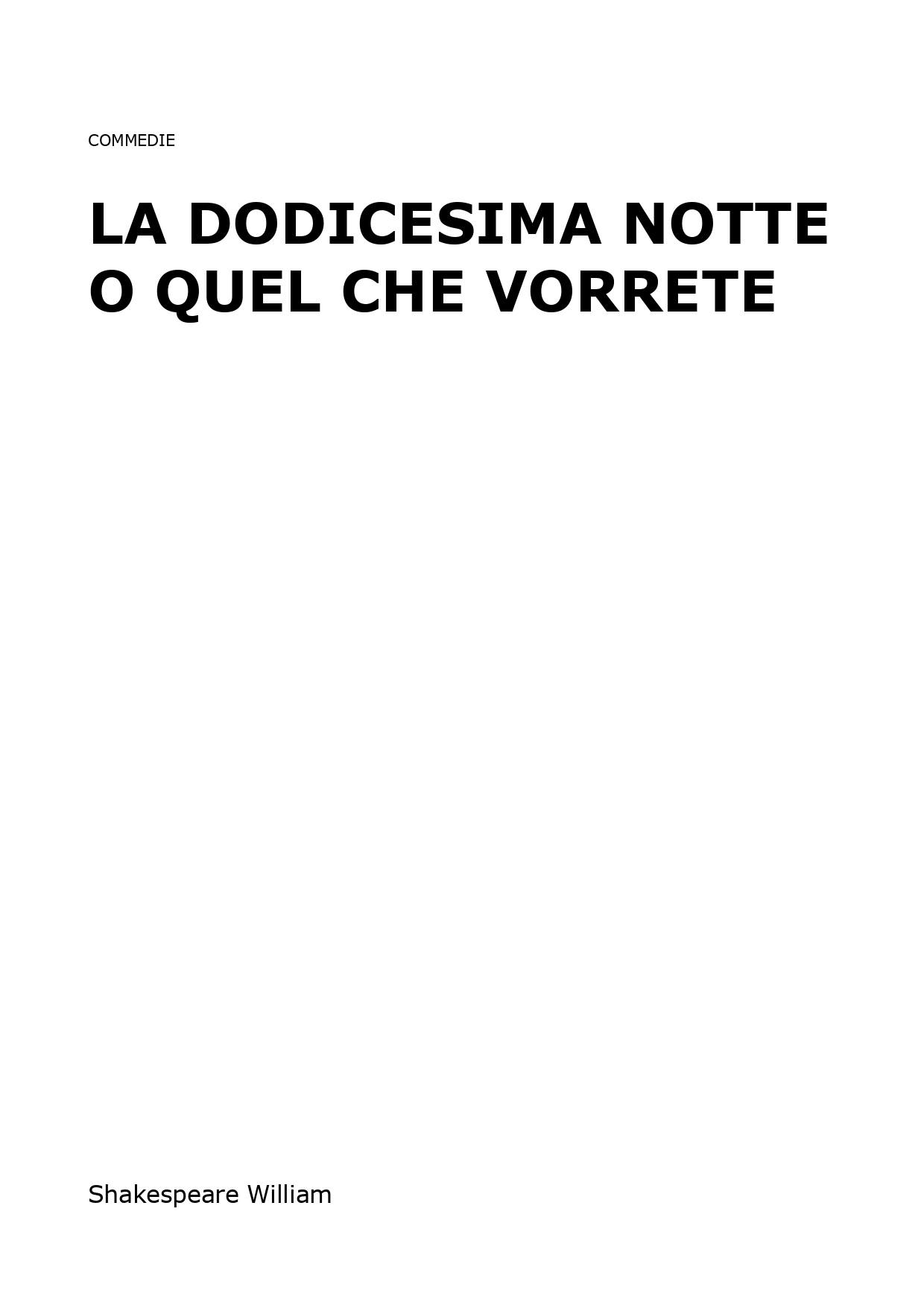 La dodicesima notte o quel che vorrete