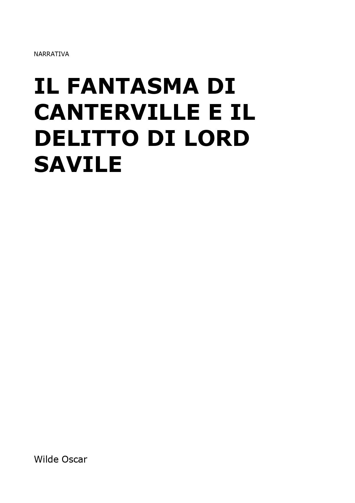 Il fantasma di Canterville e il delitto di Lord Savile